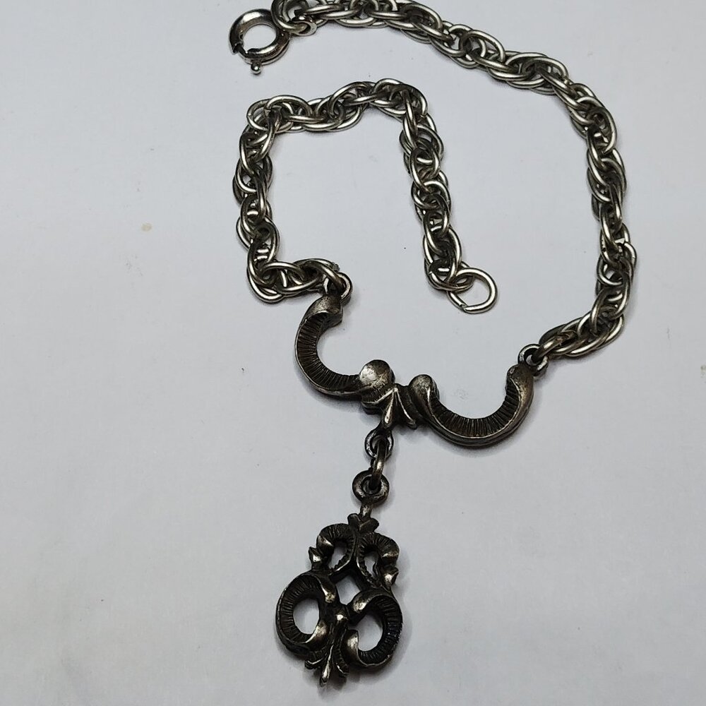 Vintage 1950s Silver Tone Charm Bracelet 7" Spring Ring Clasp Costume Jewelry